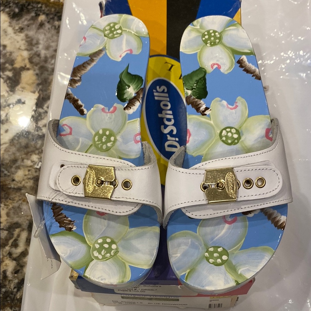 Dr. Scholl’s Blue Dogwood Ladies Mules by T. Taylor Designs
